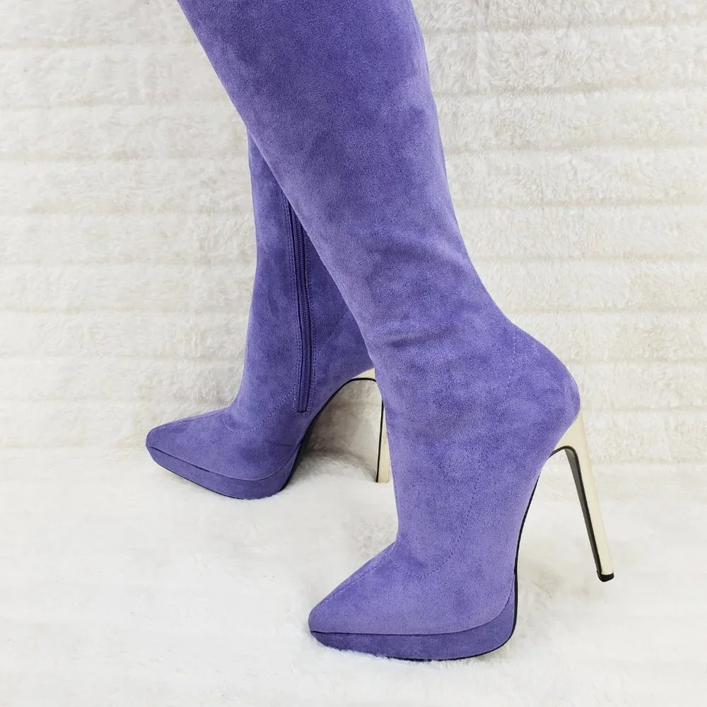 So Me Violet Suede Over-the-Knee Stiletto Boots Brand new. No box